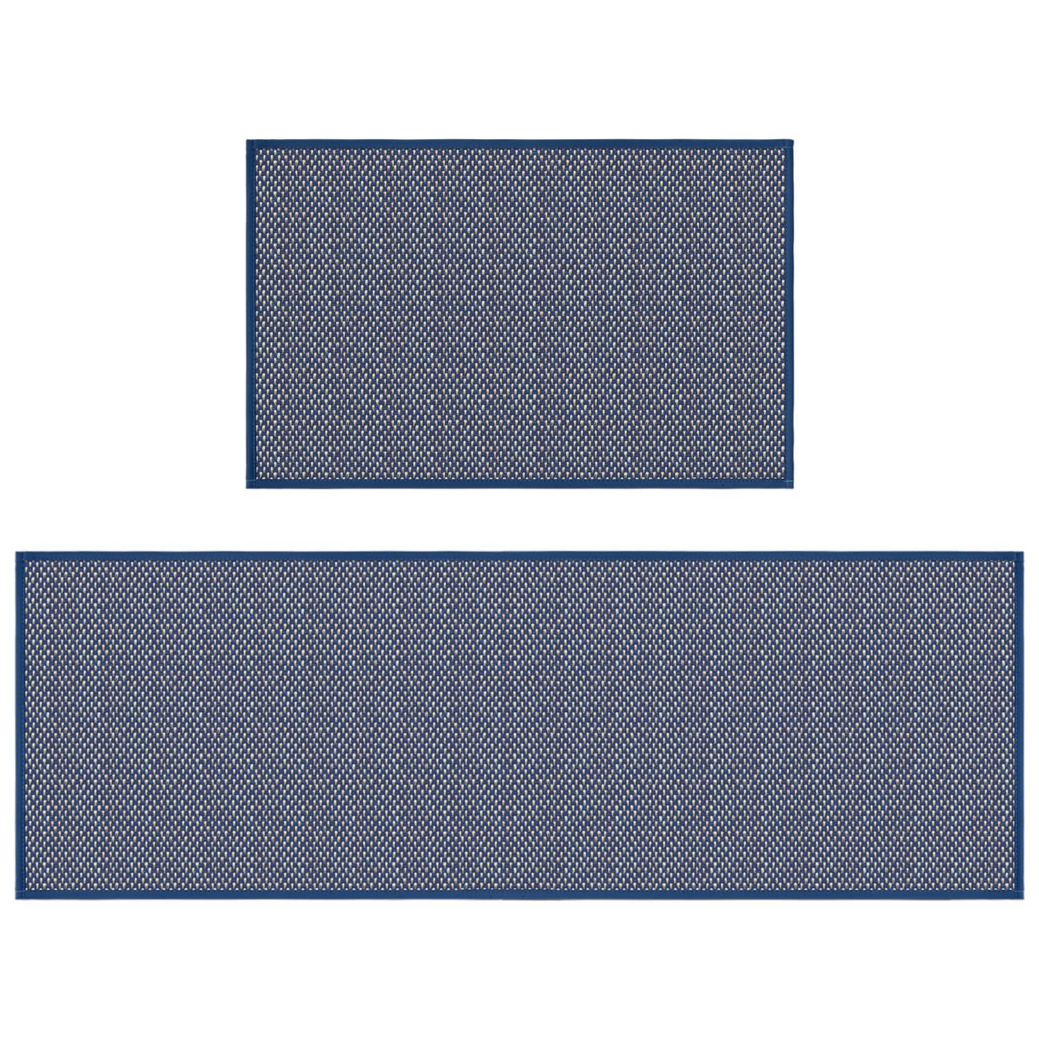 Photo 1 of Artoid Mode Washable Non Slip Blue Kitchen Rugs and Mats Set of 2, Rubber Backing Absorbent Kitchen Mats for Floor Front of Sink - 17x29 and 17x47 Inch