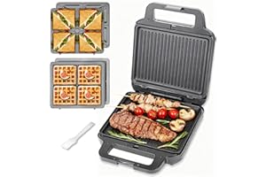 FineMade Panini Grill Press Breakfast Sandwich Maker 3 in 1, Electric Griddle Panini Press, Grilled Cheese Maker, Sandwichera Electrica, Belgian Waffle Maker with Removable Plates
