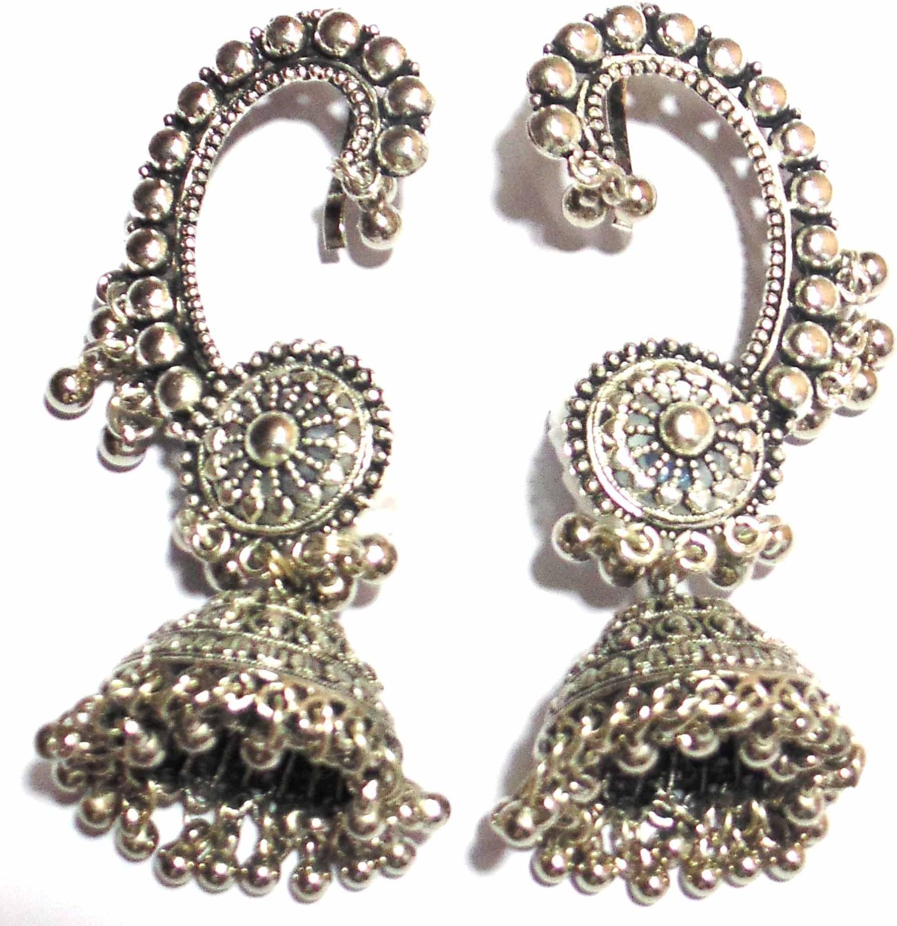 oxojewels Women's Belly Dance Earrings-Kan Oxidized Vintage Jewelry Gypsy Boho Kuchi Afghan