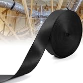 Yudylg 147 Ft HVAC Duct Strap, 1.95 in Black Nylon Duct Hanger Strap | Heavy duty woven duct strapping and duct support webbing for hanging flex duct and securing insulation in HVAC projects