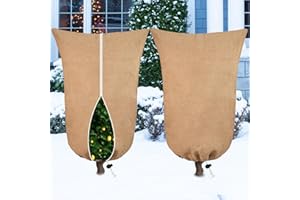 kopotma Burlap Plant Covers Freeze Protection, Burlap Bags for Plant Frost Cloth Plants Jacket Tree Cover, Winter Plant Cover Freeze Protection Cover Bags Blankets, 24x40in,2Packs