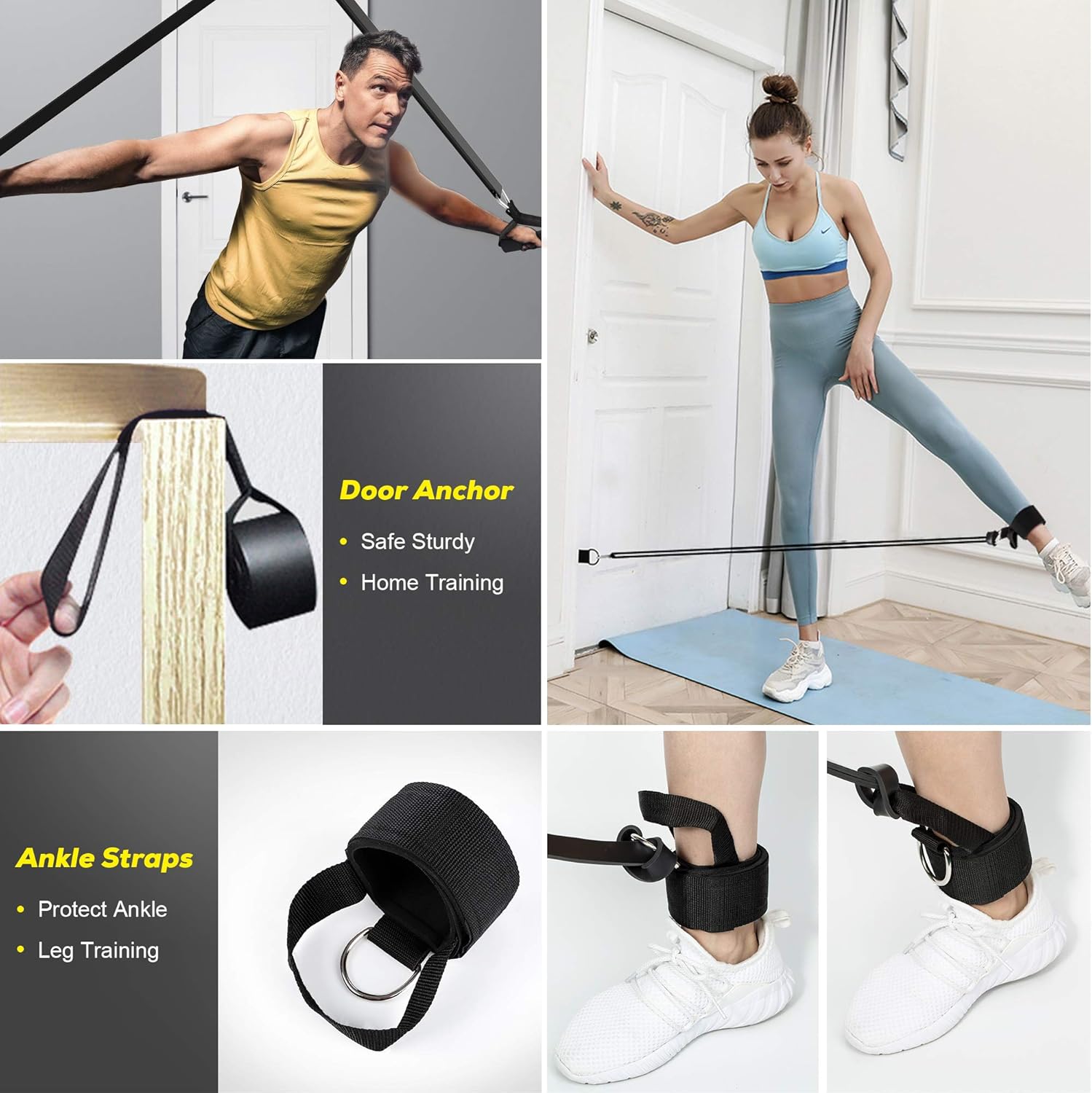 IPOW Resistance Bands Set 11 PCS Pull Up Assist Bands Multi-Use Loop Bands Kit with Handles Ankle Straps Door Anchor Core Sliders Power Workout Bands Exercise Bands for Training and Physical Therapy : Sports & Outdoors