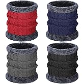 Fourluoo 4 Pcs Winter Knitted Scarf for Men Women Neck Warmer Gaiter for Adults Cold Weather Warm Ski Tube Circle Scarves Windproof Gift