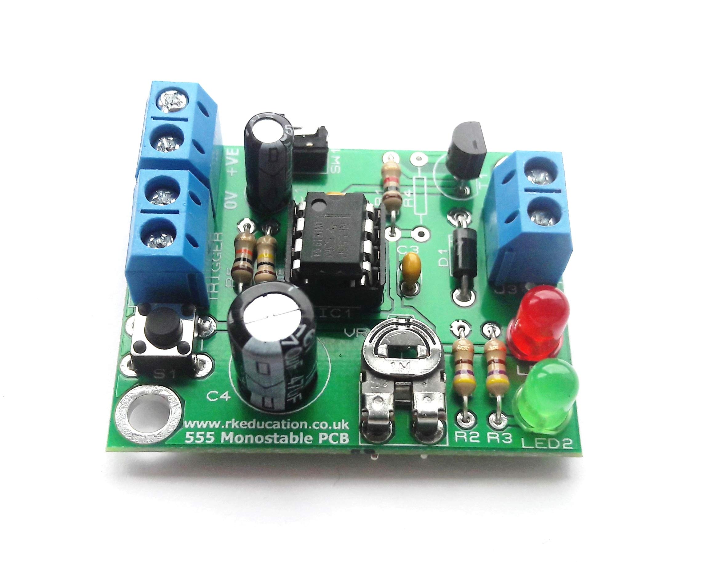 Rk Education 555 Monostable Timer Project PCB Self Build Kit