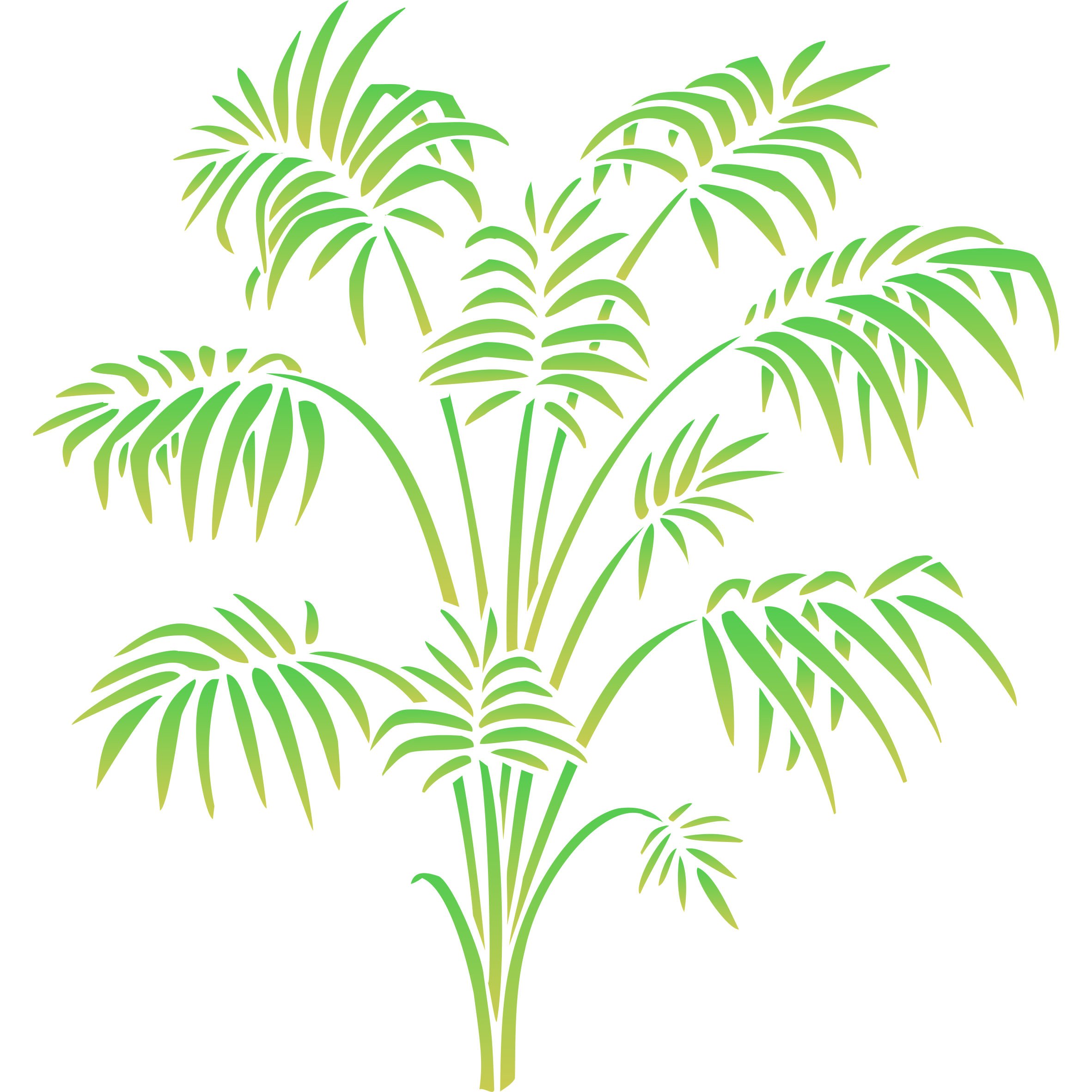 Bamboo Palm Stencil - 25.5 x 26.5cm (M) - Reusable Victorian Parlor Palm Frond Foliage Wall Stencil Template