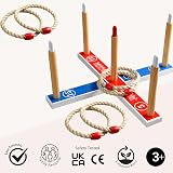 Jaques of London Quoits Garden Game Wooden Ring Toss 4 Quoits Canvas Bag view 4