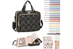 CTWWFS Bible Cover Case for Women Bible Study Kit with Highlighters Tabs, Large Bible Bag with Annotation Kit, Bible Carrying Case for Women with Shoulder Strap Church Bags with Journaling Kit (Black, Large)