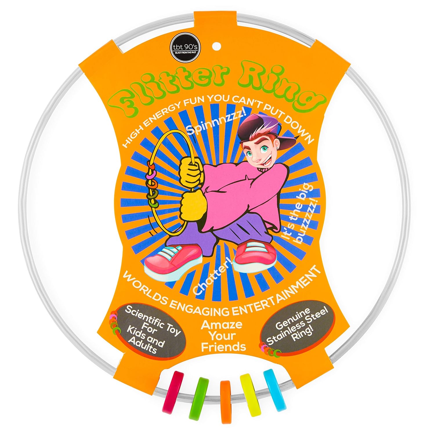 Flitter Ring Juggling Toy | Kinetic Gyro Sensory Toy | Fun, Scientific Spinning Action for Play and Magic Tricks | Kids and Adults (Colored Ring's)