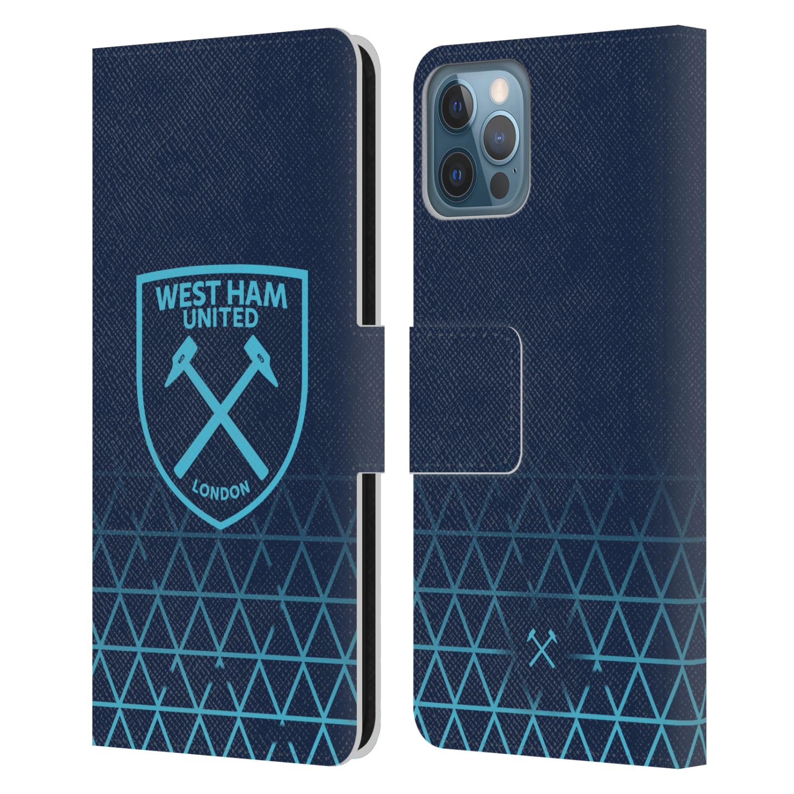 Head Case Designs Officially Licensed West Ham United FC Third 2023/24 Crest Kit Leather Book Wallet Case Cover Compatible With Apple iPhone 12 / iPhone 12 Pro — image 1