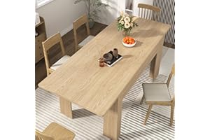 Fingertip WD 59"-86" Extendable Dining Table for 6-10 Person, Wooden Dining Room Table, Modern Extendable Table for Gatherings, Meeting for Small Kitchens, Dining Office Areas(Natural)