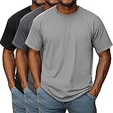 Riyiper 3 Pack S-5XL Men's Big and Tall Raglan Short Sleeve T-Shirts Crewneck Summer Casual Tops Slim Fit Basic Tee