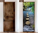 FLFK 3D Door Mural Wallpaper Peel Stick 77x200cm Mountain Stream Removable view 4
