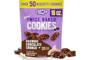 Cooper Street Twice-Baked Brownie Chocolate Biscotti Cookies (16 oz) - Over 50 Two-Bite Mini Italian Style Biscotti Snacks - Dairy-Free, Peanut Free, Kosher, Low-Calorie, Perfect with Coffee or Tea