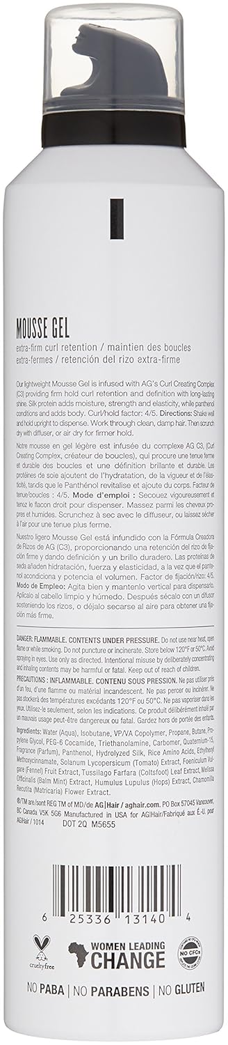 AG Hair Curl Mousse Gel Extra-Firm Curl Retention, 10 oz: Premium Beauty