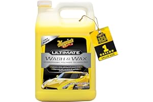 Meguiar's Ultimate Wash and Wax, Enhanced pH Neutral Car Paint Cleaner that Cleans and Shines in One Step, Adds Gloss and Protection, Great Car Gifts for Women and Men, 1 Gallon