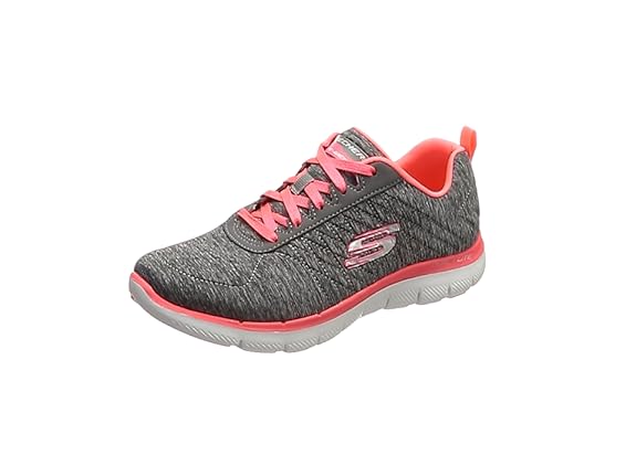Skechers Flex Appeal 2.0, Baskets Femme, Gris (Grey/Coral), 38 EU
