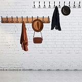 WEBI Coat Rack Wall Mount 98cm Long 10 Hooks Solid Wood Rustic Brown view 3