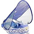 Mambobaby Baby Floats with Canopy, Non Inflatable Swimming Pool Float UPF 50+Canopy Protection No Flip Over Upgrade Tail Pool Float Water Float Summer for Infant Toddler 3-24 Months, Leopard Purple