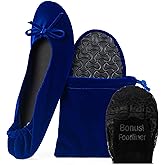 Silky Toes Velvet Foldable Flats for Women Purse Ballet Slippers Wedding/Travel Flat Shoe