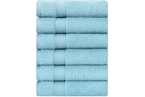 LA' HAM MAM FINE LIVING LA HAMMAM - 6 Pack 16” × 28” Turkish Cotton Hand Towels for Bathroom, Face, Hotel, Gym, & Spa | Extra Soft Feel Fingertip, Quick Dry and Highly Absorbent Luxury Premium Quality Towel Set - Aqua
