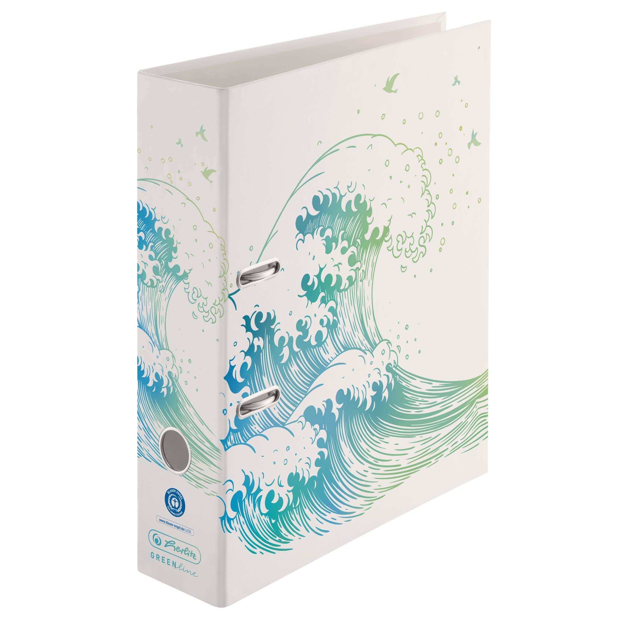 Herlitz 50033393 maX.File Folder, A4, 8 cm, Motif: GREENline Wave, 1 Piece