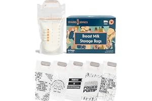 IDAHO JONES Breastmilk Storage Bags, Pump & Freeze Breast Milk, Bolsas de Leche Materna, Bolsitas de Almacenamiento - 8 Ounce, 60 Count