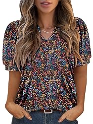 KISSMODA Women's Tunic Tops Casual V Neck Short