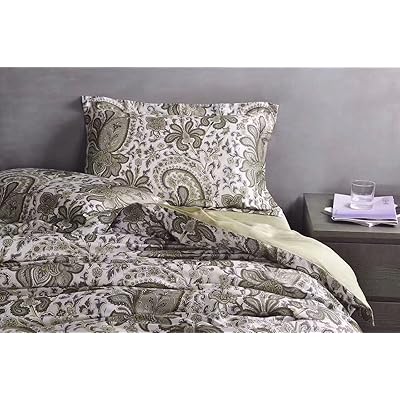 Eikei Home Set Copripiumino King Size 3 Pezzi In Cotone - Motivo Floreale Jacobean Blu Navy E Grigio - 100% Cotone - 4