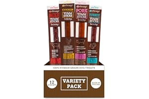 etta says! Yumm Sticks - Real Meat Jerky Dog Jerky Treats - Beef, Chicken, Pork, and Turkey Variety Pack - Human Grade - Made in The USA (12 Count Pack of 1)
