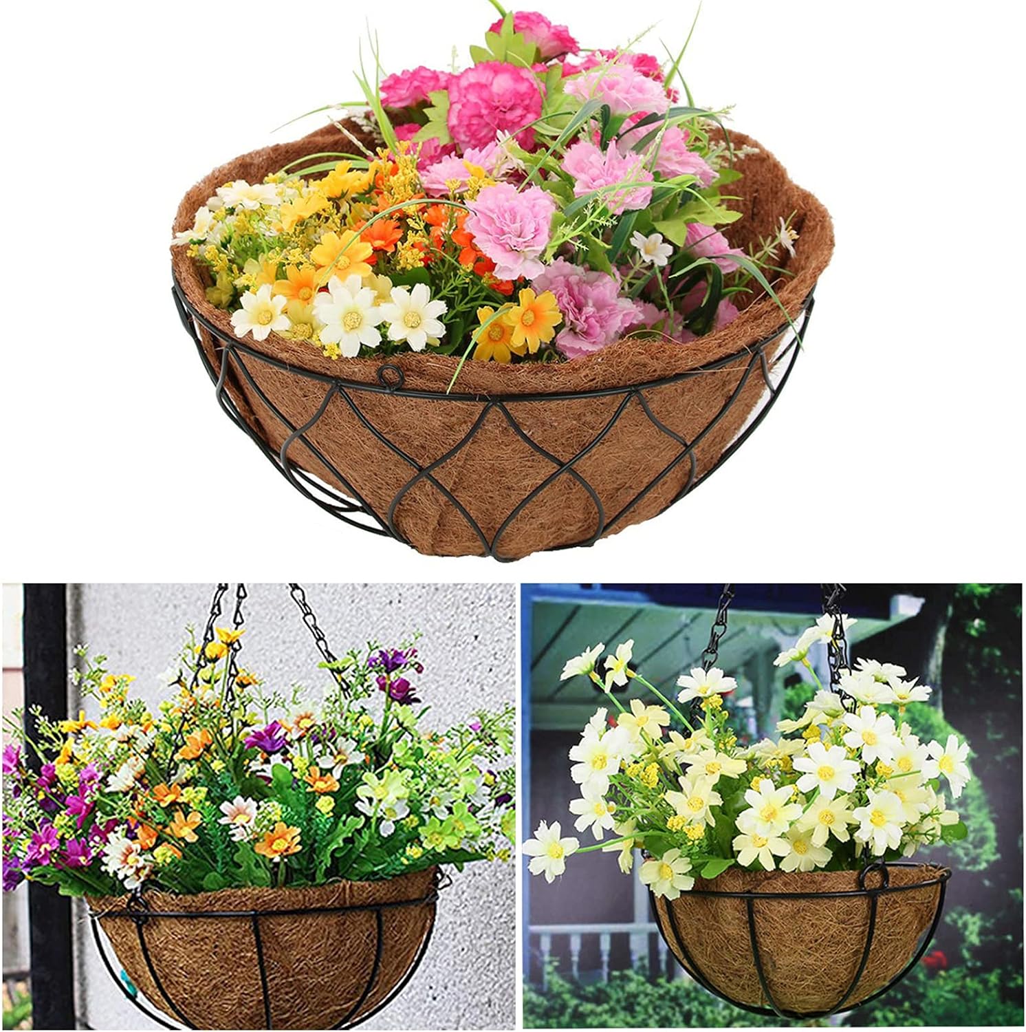 Coco Liners for Planters, Hanging Trough Planter Trough Coco Liner for Window Coconut Coir Box Garden Flower Vegetables Pot Fence Flower Baskets (Round- 24 inch)