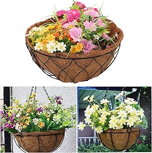 Coco Liners for Planters, Hanging Trough Planter Trough Coco Liner for Window Coconut Coir Box Garden Flower Vegetables Pot Fence Flower Baskets (Round- 24 inch)