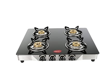 Buy Pigeon By Stovekraft Blaze Blackline Glass 4 Burner Gas