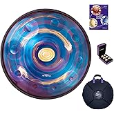 ASTEMAN Handpan in D Minor,432hz 22inches with 10 notes, comes with a backpack, courses, finger sleeves, stand, cleaning cloth, and two mallets.