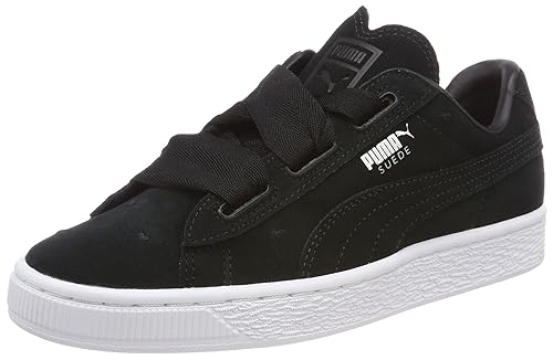 puma suede heart bambino nero