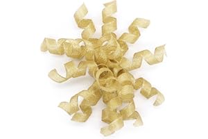 CT CRAFT LLC Burst Curly Bow - 4 Inches Wide (6 Counts)-Gold Large Gift Wrapping Bow with self-Adhesive