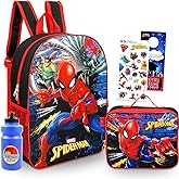 Spiderman Backpack with Lunchbox Set - Bundle with 16" Marvel School Bag, Insulated Lunch Bag, Water Bottle, More | Spiderman School Supplies Pack