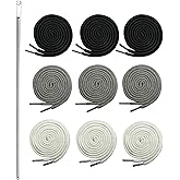 Serobela 9 Pcs 72 Inch 3XL Replacement Drawstring for Shorts Sweatpants | Extra Long Drawstring Replacement with Easy Threader for Pants Trunks, Gray Black White
