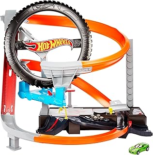 autopista hot wheels turbina de choque