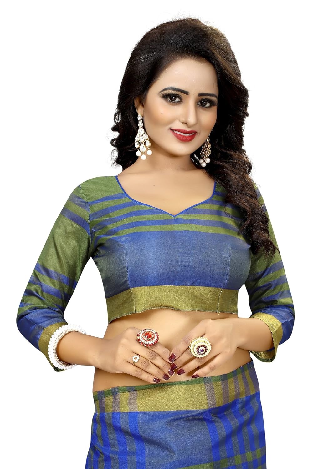 perfectblue cotton saree with blouse piece