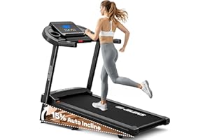 JELENS Treadmill for Home with 0-15% Auto Incline, Foldable Walking Pad Treadmill with 330LBS Weight Capacity and Pulse Sensors, 3.0HP Quiet Walking Pad with App and LCD Display