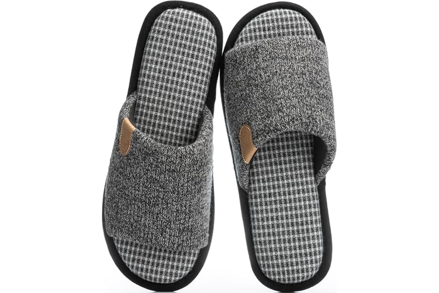 GOEWY Men's Cozy Memory Foam Slippers – Open Toe, Slip-On, Anti-Skid Indoor/Outdoor House Shoes