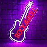 Guitar Neon Sign for Wall Decor,Live Music LED Neon Lights for Music Studio,Rock and Roll Guitar Light up Sign for Concert,Bar,Bedroom,Birthday Party Decor,Size16.1 * 6.3inch(JTLD023)