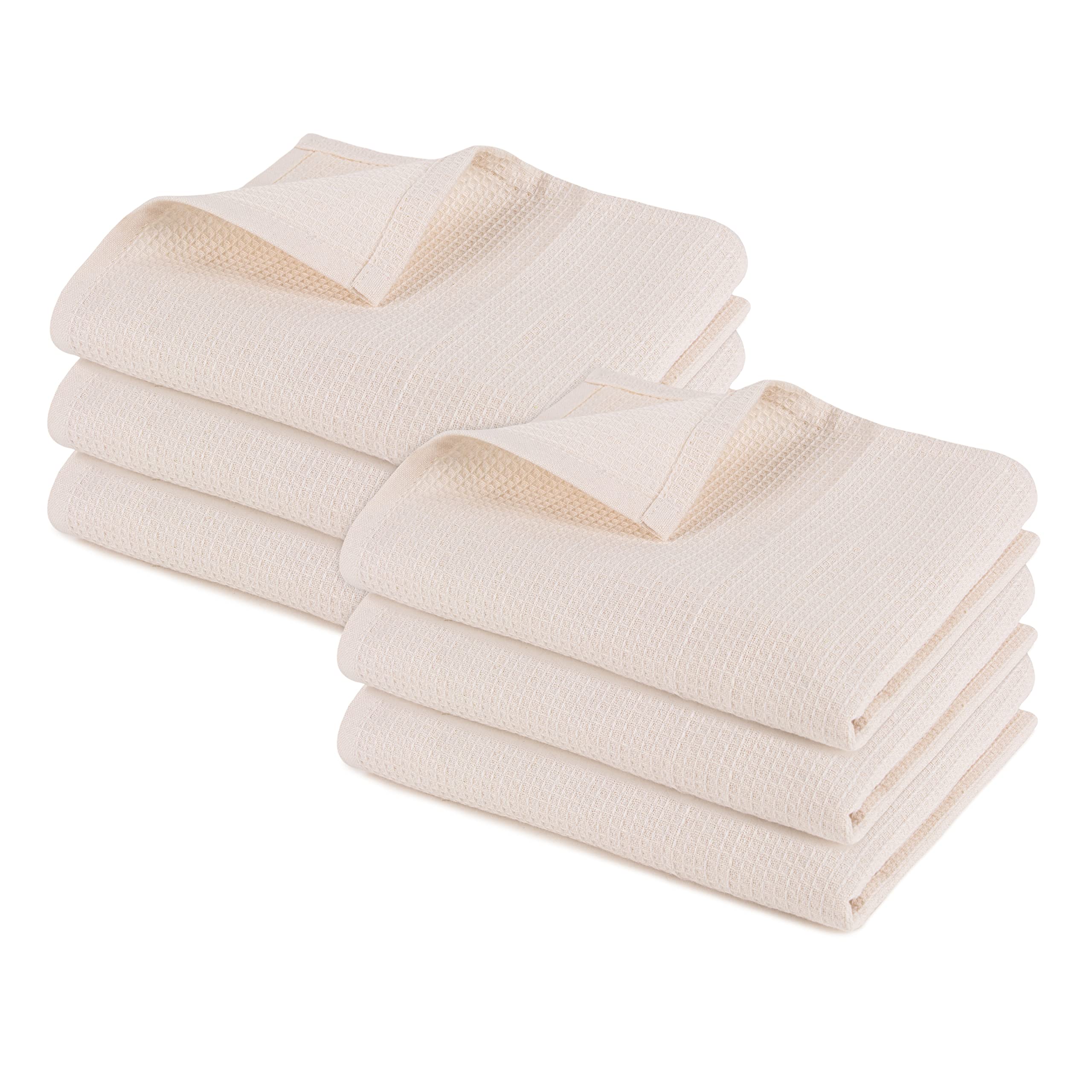 Pagnanno, Hotel Quality Tea Towel with Waffle Weave, Professional Cotton, 45 x 70 cm, Super Absorbent and Quick Drying Tea Towels, Waffle, Beige)