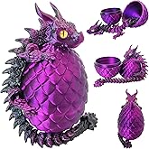 3D Printed Dragon Eggs with Dragon Inside, Large Articulated Dragons Toys with Eyes, Animal Fidget Toy Easter Surprise Eggs Home Decor Executive Desk Toy, Easter Gift for Kids (Purple+Black)
