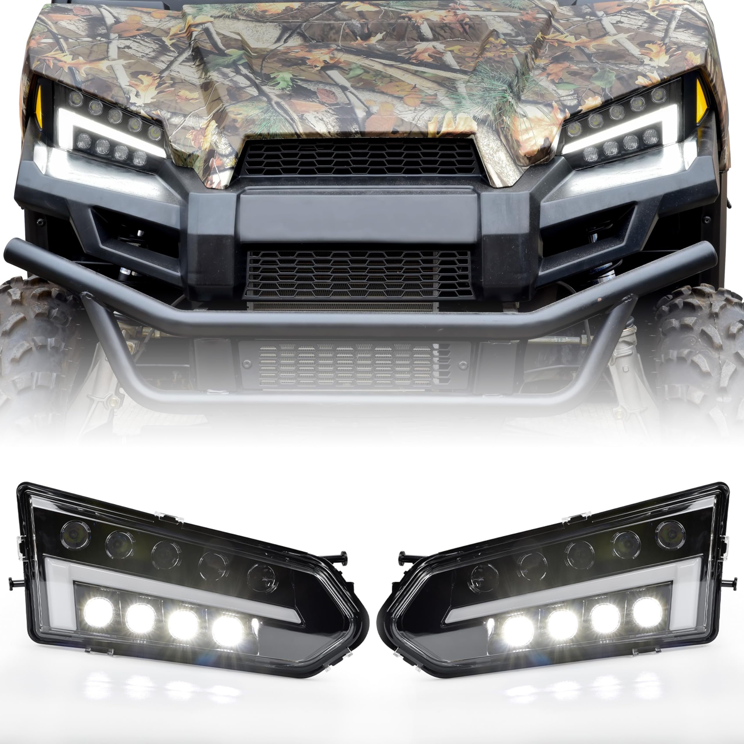 Photo 1 of SAUTVS Ranger LED Headlight Assembly, LED Head light Front Lamp with DRL Halo Kit for Polaris Ranger 570 Mid-Size/Diesel/Crew 900/ Crew 570 Accessories