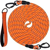Joytale Long Leash for Dog with Removable Padded Handle, Heavy Duty Lead for Large Medium Dogs,15FT/30FT/50FT/65FT Reflective Training Leash for Play, Camping, Backyard Tie Out, Orange, 30FT