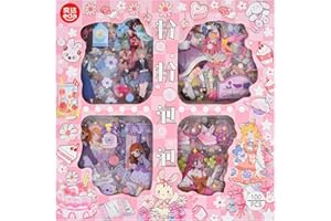 EAMOTOL 100 Sheets Kawaii Girls Stickers Kit for Journaling - Cute Sweet Cartoon PET Transparent Collage Scrapbooking Supplies Sticker Decal for Junk Journals Handbook Laptop Cards DIY Arts Crafts