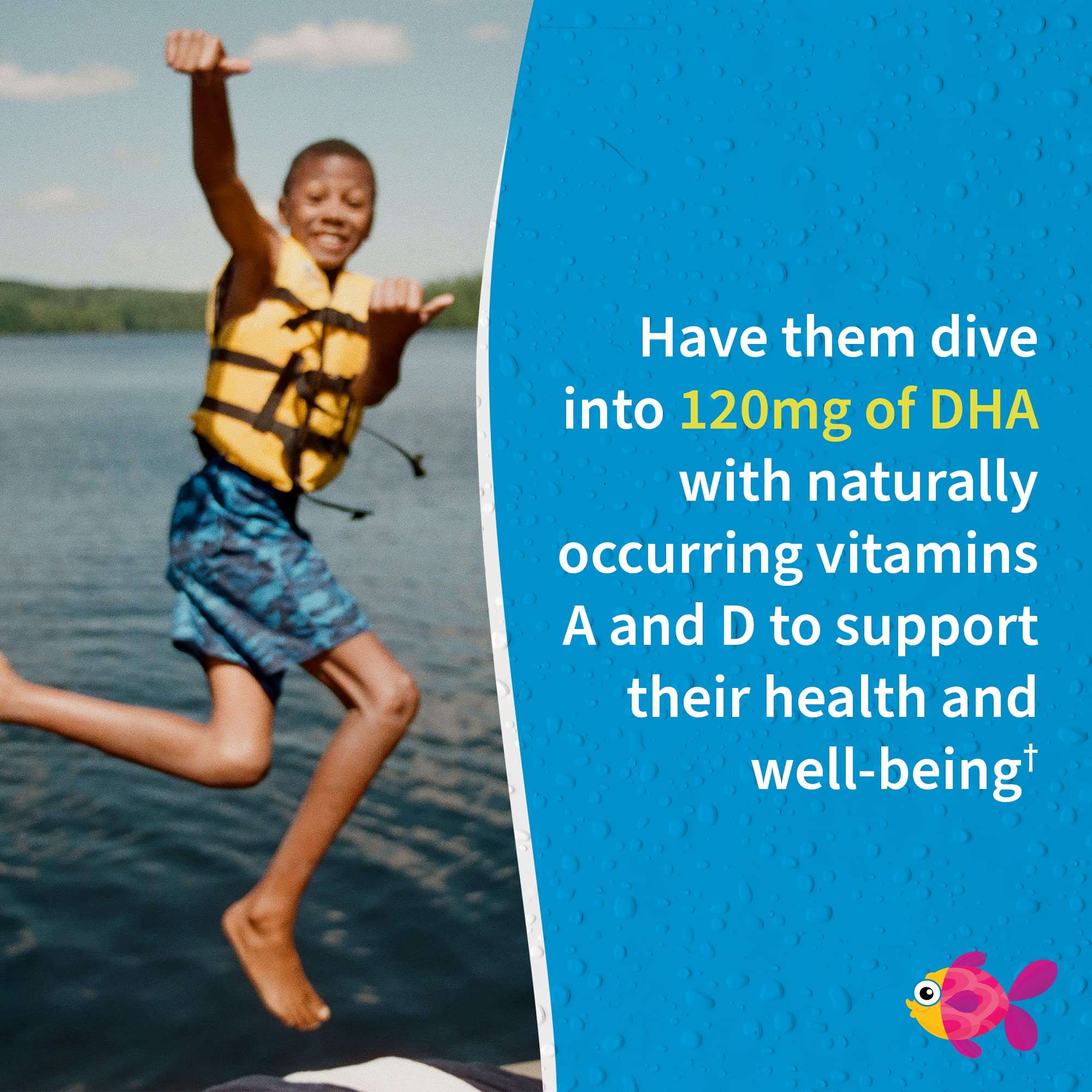 Garden of Life Oceans DHA Supplement for Kids with 250mg of Omega 3s, EPA, Vitamin D3 & A Pure Cod Liver Fish Oil Chewable for Brain, Heart & Immune Health - Berry Lime, Sugar Free, 30 Servings