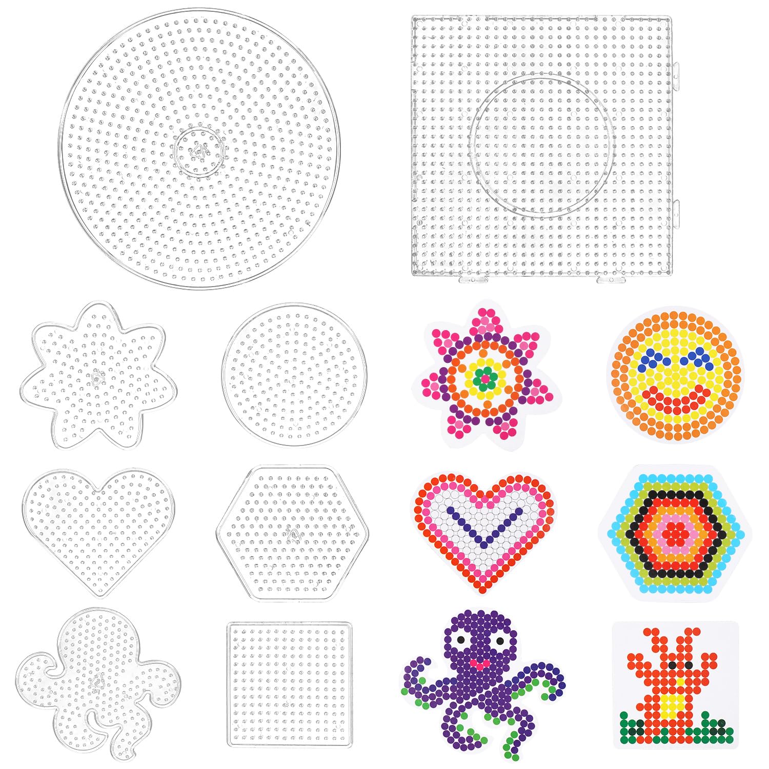 Ezydka 8Pcs Fuse Beads Boards Set - 5mm Large Size Fuse Beads Pegboards for Kids & Adults DIY Handcraft