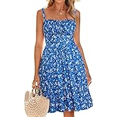 YIOYOLA Womens Summer Mini Corset Casual Dresses Spaghetti Straps Lace Up Vacation Beach Sundress with Pockets